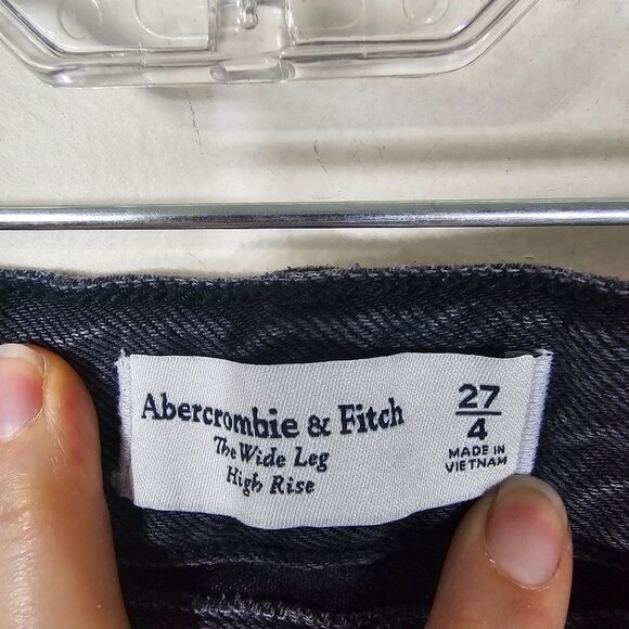 Abercrombie & Fitch The Wide Leg High Rise Jeans 27 Washed Black Casual Relaxed - Picture 4 of 9